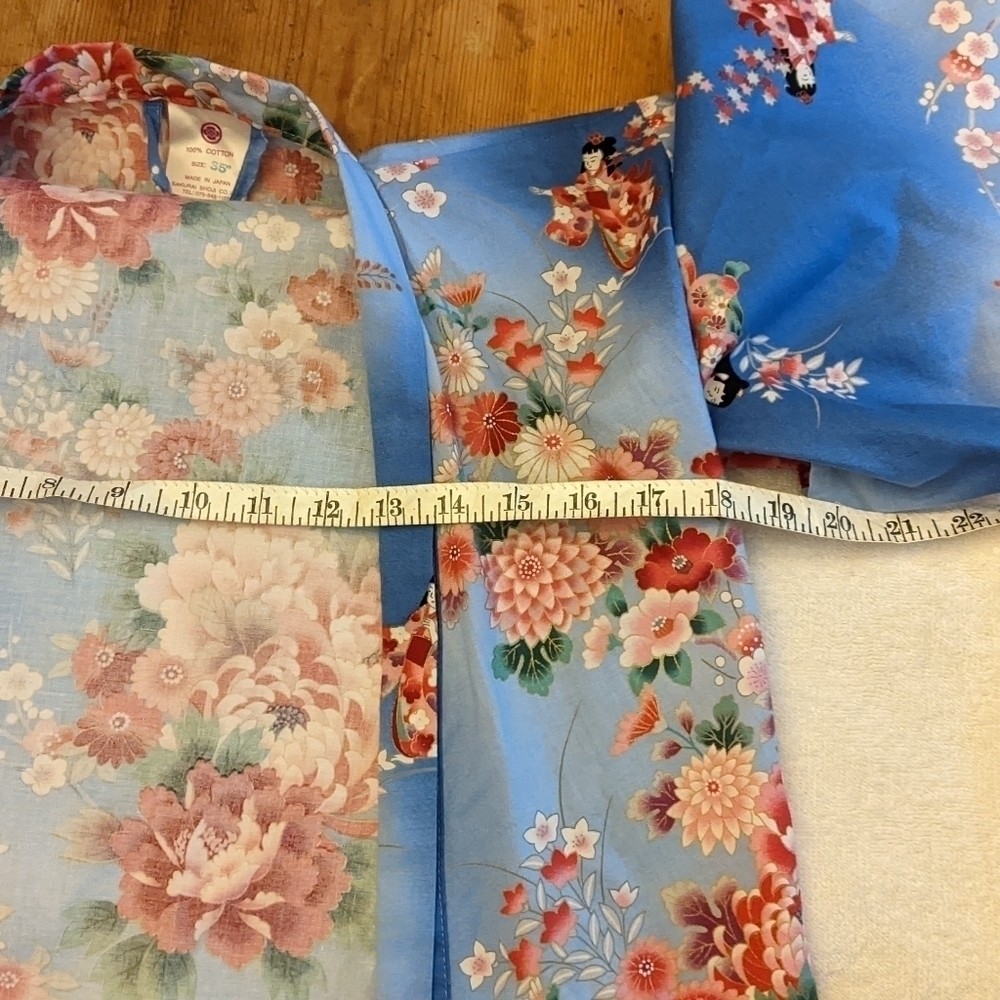 Sakuri Shoji Co. Floral Kimono Size 35, Blue with Pink and Red Flowers - Picture 11 of 11